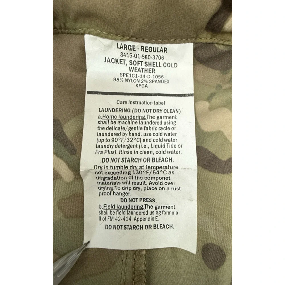 MultCam OCP Scorpion Camo Level 5 Gen III Soft Shell Cold Weather Jacket LG Reg